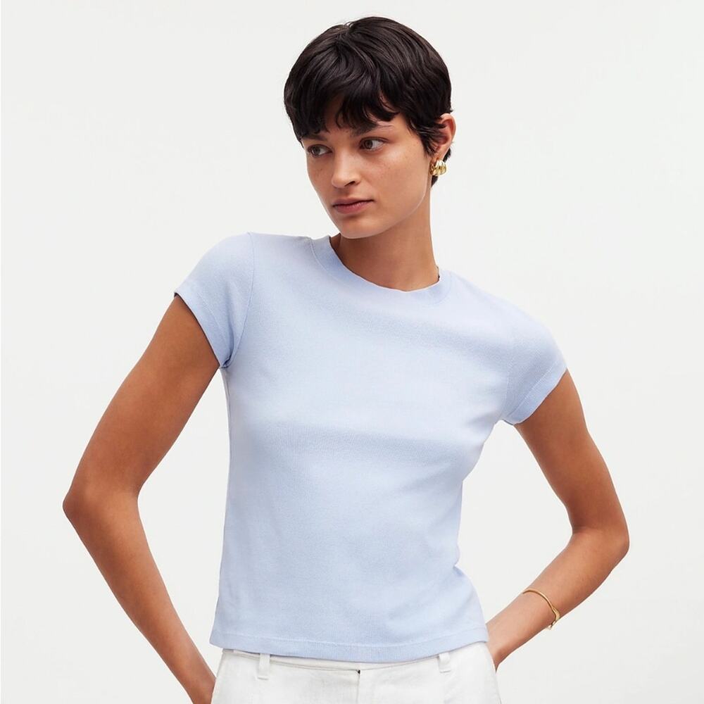 Madewell Supima Rib Short Sleeve Tee Shirt in Pale Dawn Sz‎ XXS NEW